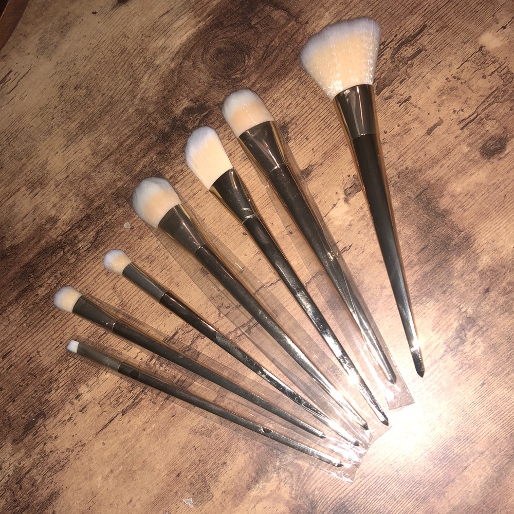 Gold makeup brushes